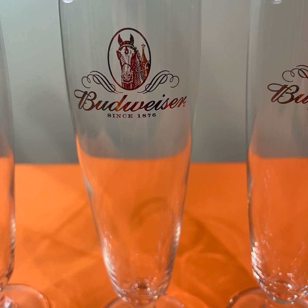 Budweiser Cream and Gold Pilsner Glass Set antique glasses set of 3 - Picture 11 of 11